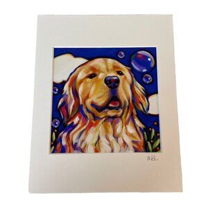 Marna Schindler Golden Retriever Modern Art Print Dog Home Decor 8x10 Matted